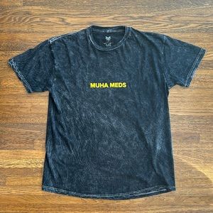 Men’s Black Acid Wash Cotton Graphic Short Sleeve T-Shirt